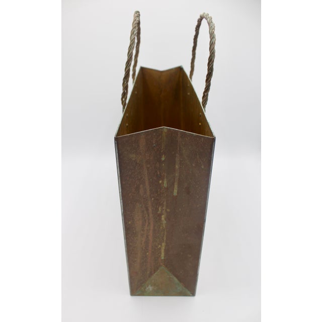 1940s Mid Century Modern Brass Tote Bag Magazine Rack For Sale - Image 5 of 11