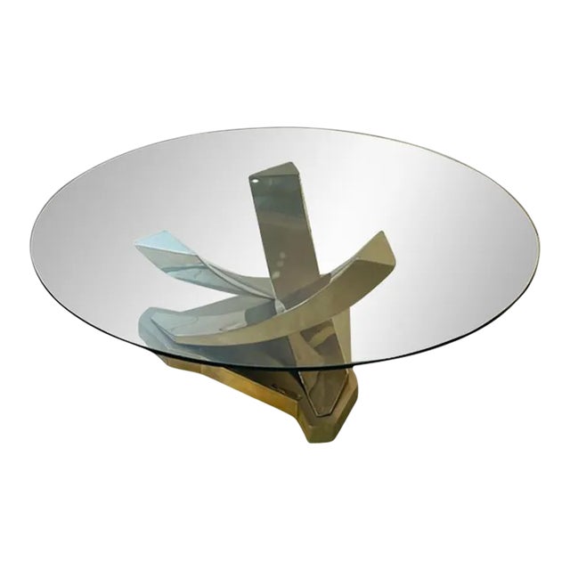 1990s Modernist Matte/Polished Chrome ‘Coronet’ Table Attributed to Ron Seff For Sale