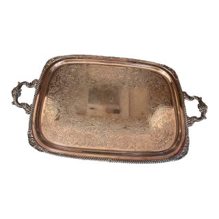 Vintage e.g. Webster & Son for International Silver Co. Engraved Silverplate Butler’s Tray For Sale