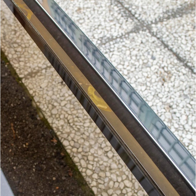 Silver Italian Steel and Brass Coffee Table with Colorful Acrylic Glass Decorations, 1970s For Sale - Image 8 of 10
