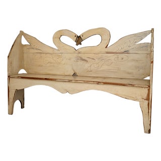 Hand Painted Swan Bench For Sale