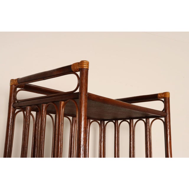 Wood Vintage French Stained Bamboo and Rattan Six Tier Open Etagere / Bookshelf For Sale - Image 7 of 18