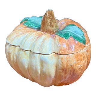 1980s Vintage Vietri Pumpkin Tureen For Sale
