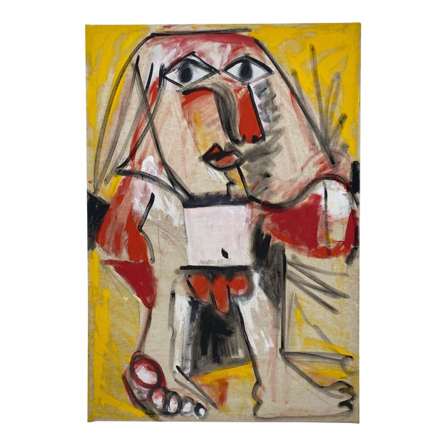 Late 20th Century Cubist Figurative Oil Painting For Sale