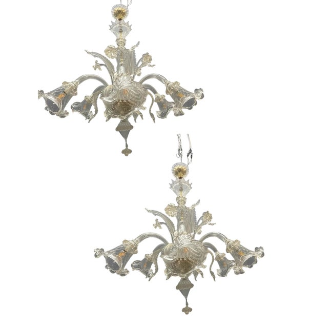 Large Venetian Murano Glass Chandeliers, 1980s, Set of 2 For Sale - Image 11 of 11