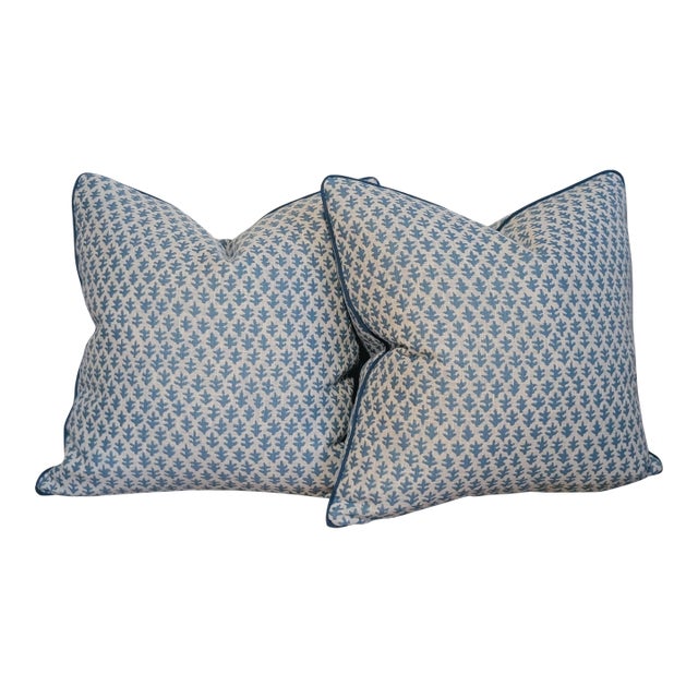 Sister Parish Burma Performance Pillows in Seaglass With Cord For Sale