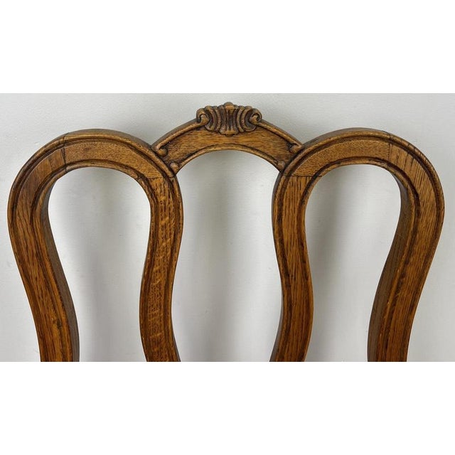 French Louis Style Oak Dining Chairs with Upholstered Seats, Set of 6 For Sale - Image 11 of 16