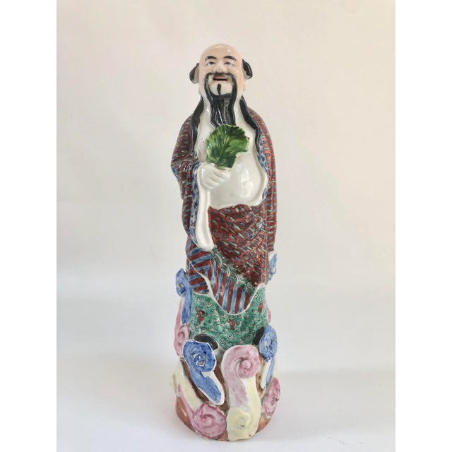 Vintage Chinese Porcelain Famille Rose Immortal Figurine For Sale - Image 10 of 10