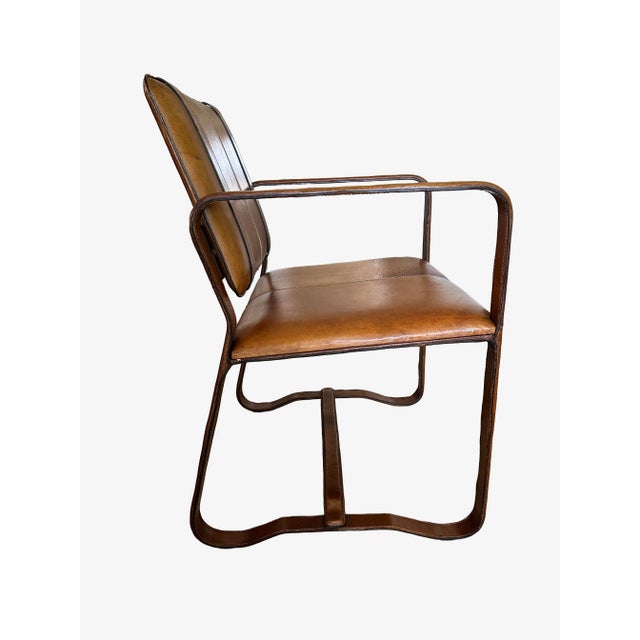 Brown Ralph Lauren Style Restoration Hardware Leather Buckle Desk Chair - Jacques Adnet Style For Sale - Image 8 of 10