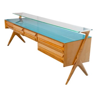 Chest of Drawers in Light Wood and Glass, 1959 For Sale