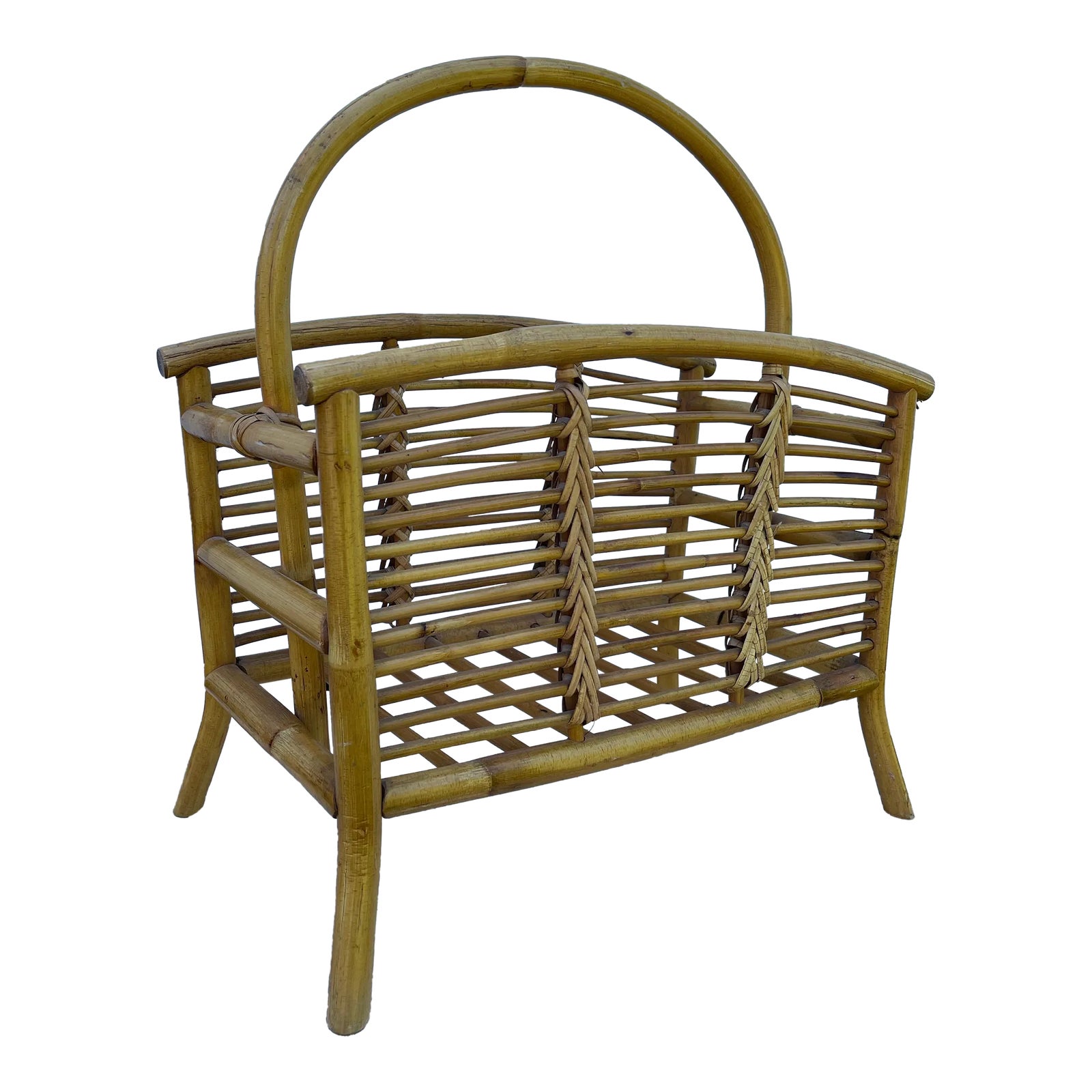 Vintage Boho Bamboo Magazine Rack | Chairish