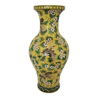 Early 20th Century Chinese Yellow Ground Porcelain Vase For Sale