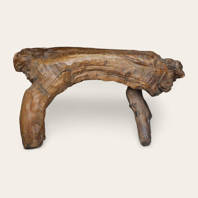 20th Century Folk Art Root-Form Carved Wood Stool For Sale - Image 4 of 6