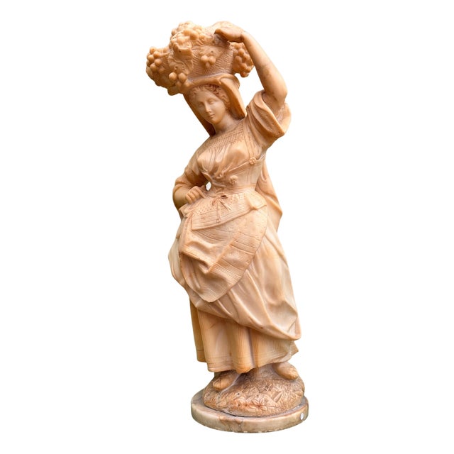 European School Artist, Sculpture of Lady with a Floral Headdress, 19th Century, Carrara Marble For Sale
