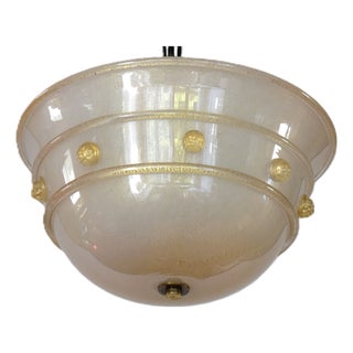 Mouth-Blown Opalescent Glass and Gold Leaf Pendant Lamp from Barovier & Toso, 1960s For Sale