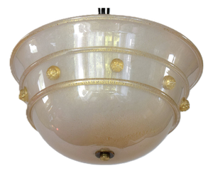 Mouth-Blown Opalescent Glass and Gold Leaf Pendant Lamp from Barovier & Toso, 1960s