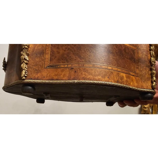 Antique Marquetry Inlaid Wooden Jardiniere With Bronze Mounts For Sale - Image 10 of 11
