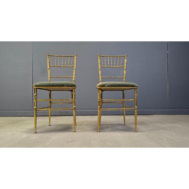 Brass Faux Bamboo Chairs, 1960s, Set of 2 For Sale - Image 10 of 14