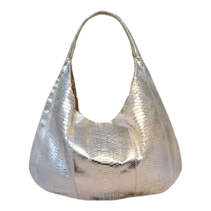 Devi Kroell Silver Snakeskin Hobo Handbag