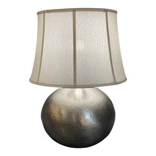 Arteriors Contemporary Table Lamp With Silver Leaf Hammered Metal For Sale