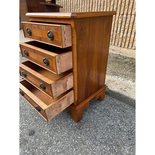 1940s Chippendale Style Inlaid Walnut Side Chest For Sale - Image 9 of 11