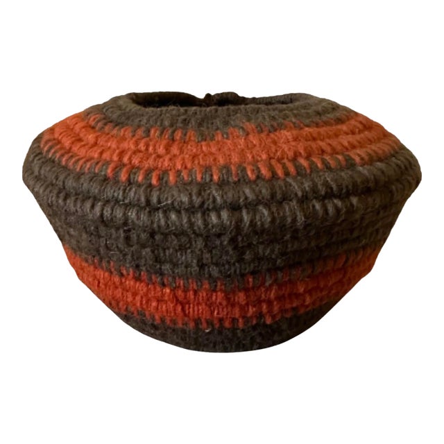 1970s Vintage Handcrafted Coiled Yarn Basket For Sale