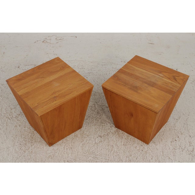 Arts & Crafts Pair Modern Arts & Crafts Design Oak Box Tables For Sale - Image 3 of 13