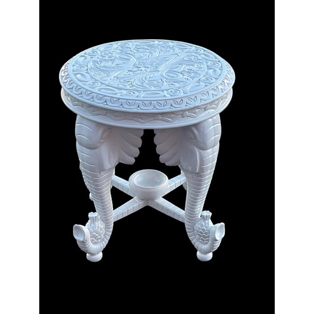 1970s Pair Vintage Hollywood Regency Figural Elephant Ottoman Side Tables For Sale - Image 10 of 12