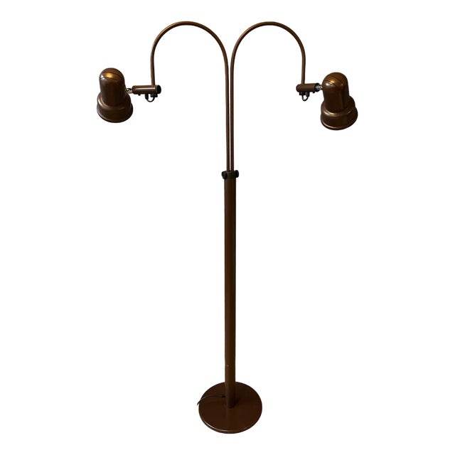 Mid-Century Brown Double Arc Cone Floor Lamp from Gepo For Sale