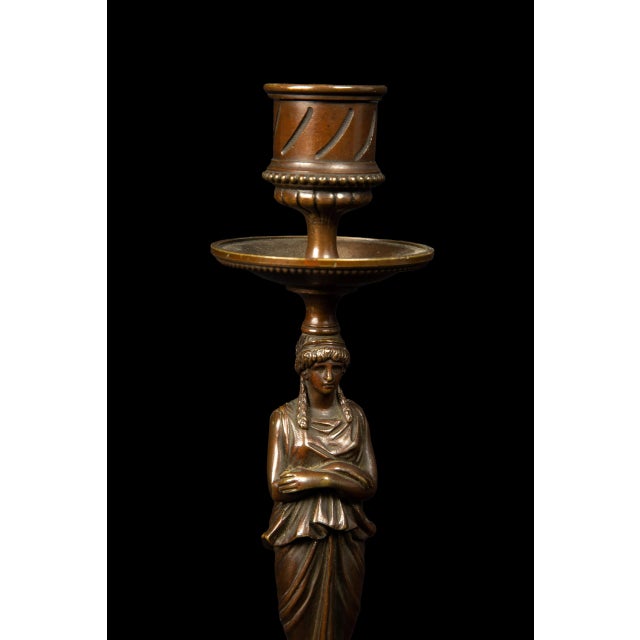 19th Century Full Body Greek Revival Caryatid Candlestick - A Pair For Sale - Image 4 of 4