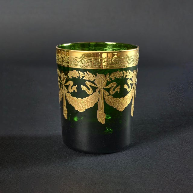 Mid-Century Modern Green Colored Glasses, 1940s, Set of 6 For Sale - Image 4 of 9