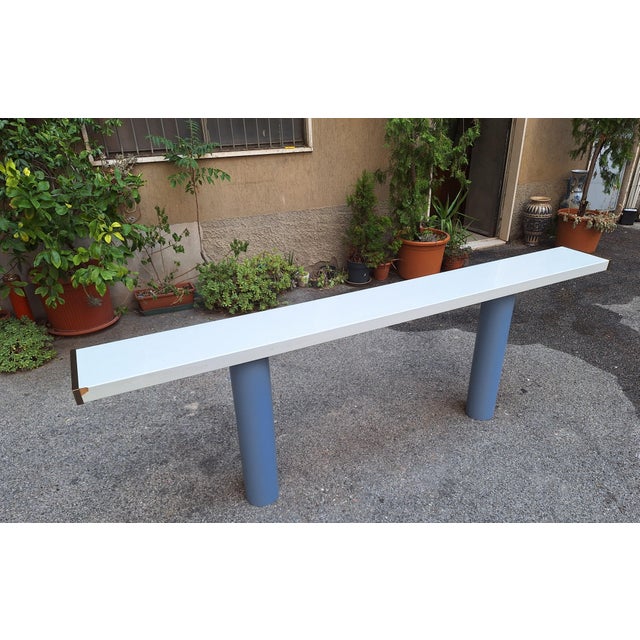 1980s Console in White Lacquer with Cylindrical Plastic Legs by Tresoldi Salvati, 1980s For Sale - Image 5 of 11
