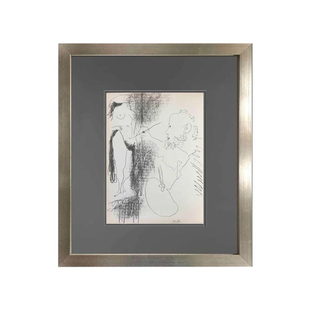 Pablo Picasso “The Artist and His Model” Lithograph (1964), Mourlot Paris, André Sauret, Custom Framed For Sale