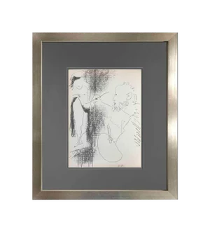 Pablo Picasso “The Artist and His Model” Lithograph (1964), Mourlot Paris, André Sauret, Custom Framed