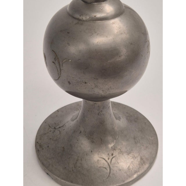 1930s Vintage Table Lamp in Pewter with Decor by Celestine Andersson, 1930 For Sale - Image 5 of 10