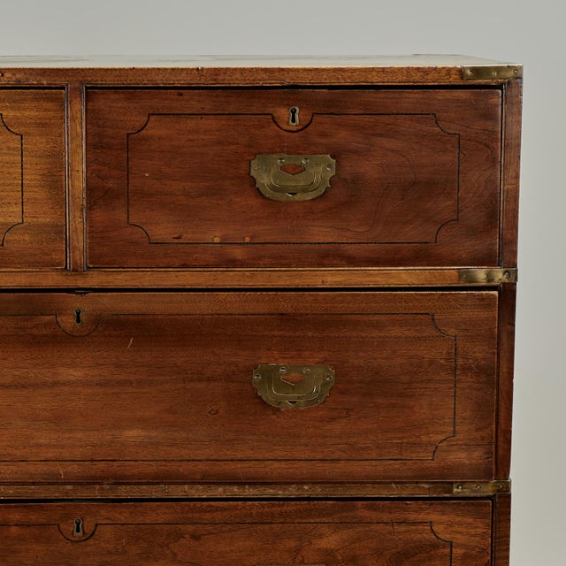 Antique British Colonial Campaign Chest of Drawers For Sale - Image 4 of 16