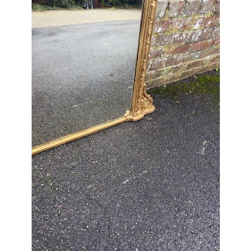 Large Antique English Gilt Overmantle Mirror, 19th Century For Sale - Image 3 of 6