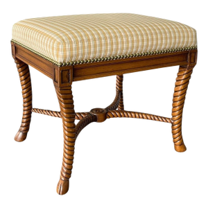William Switzer Ottoman, Barley Twist, Hooved Feet, Traditional Style
