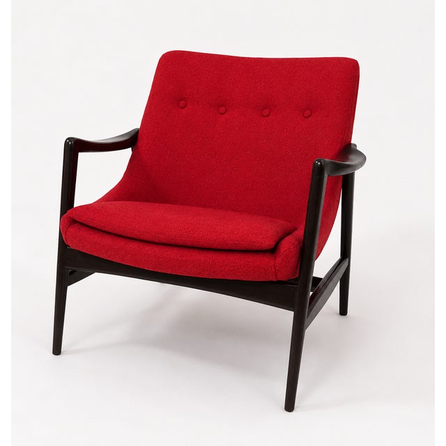 1980s Mid-Century Modern RednChenille Lounge Chairs - A Pair For Sale - Image 5 of 5