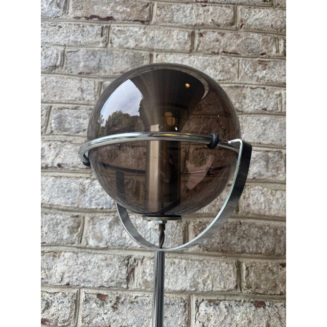 Vintage, Mid Century Modern Frank Ligttelijn for Raak Smoked Glass Orb Floor Lamp, Unmarked For Sale - Image 14 of 18