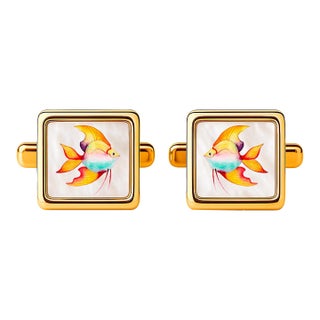 Mother of Pearl Cufflinks - Goldfish Cufflinks, A Pair For Sale