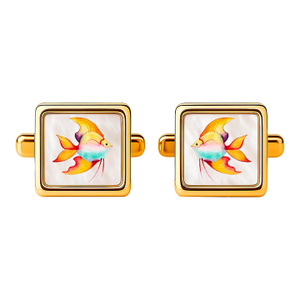 Mother of Pearl Cufflinks - Goldfish Cufflinks, A Pair