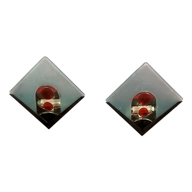 Murano Glass Wall Lamps, 1970s, Set of 2 For Sale