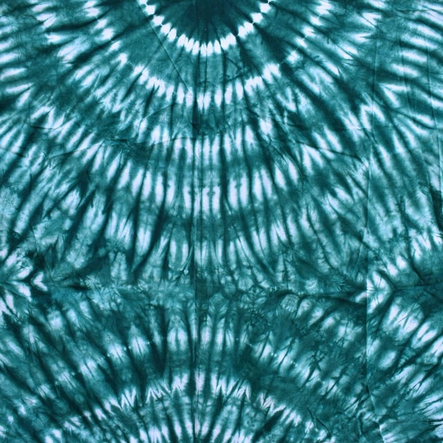 Textile Early 20th Century Yoruba Tie Dyed Textile Teal 63x49 inch For Sale - Image 7 of 7