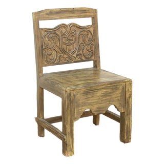 Carved Spanish Colonial Crest Chair For Sale