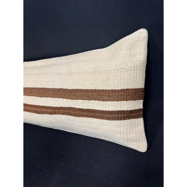 Turkish Hemp Pillow Cushion Natural Beige Brown Cushion Cover 14x45 For Sale - Image 4 of 4