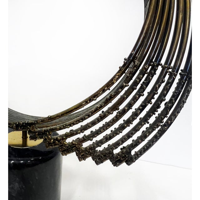 Metal Curtis Jere "Windswept" Brutalist Abstract Sculpture, Brass and Marble For Sale - Image 7 of 9
