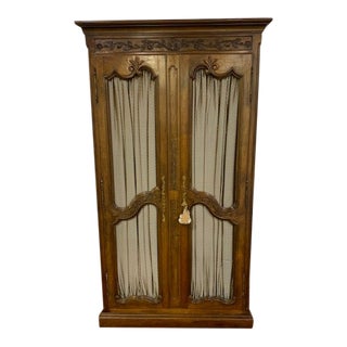 1990s Vintage Baker Furniture " Collector's Edition " French Regency Armoire With Key & 6 Adjustable Shelves For Sale