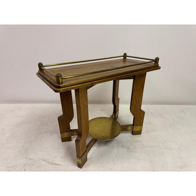 Art Deco Oak and Brass Side or Console Table, 1930s For Sale - Image 12 of 15
