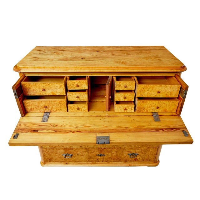 19th Century Swedish Burr Birch Chest of Drawers, 1860 For Sale - Image 10 of 11